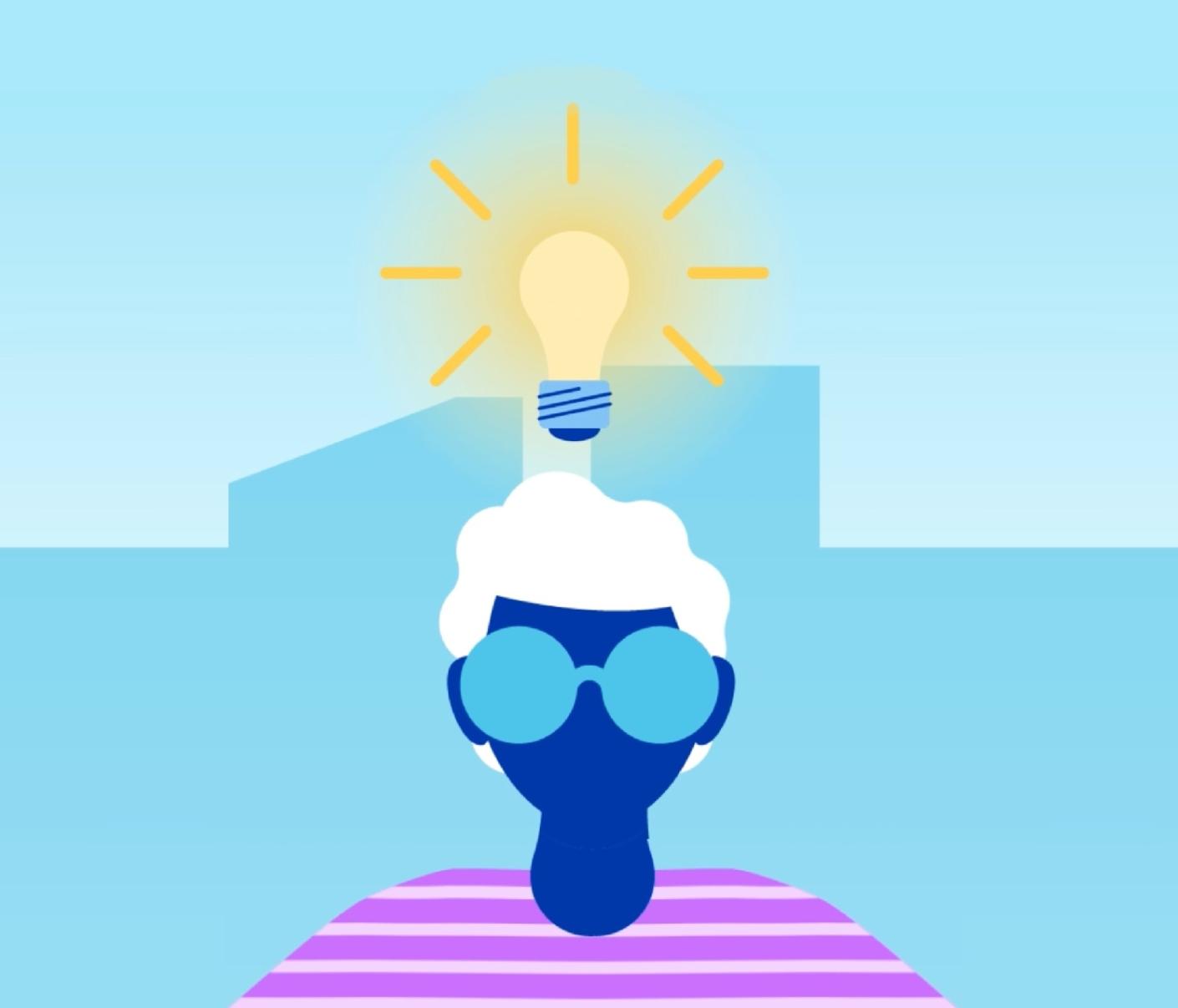 Henkil&ouml;, jonka p&auml;&auml;n p&auml;&auml;ll&auml; on hehkulamppu